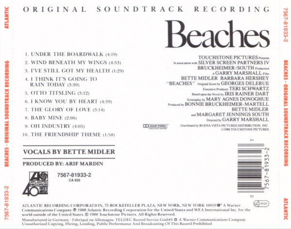 Bette Midler : Beaches (Original Soundtrack Recording) (CD, Album, RE)