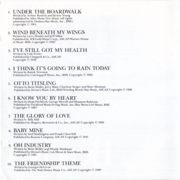 Bette Midler : Beaches (Original Soundtrack Recording) (CD, Album, RE)