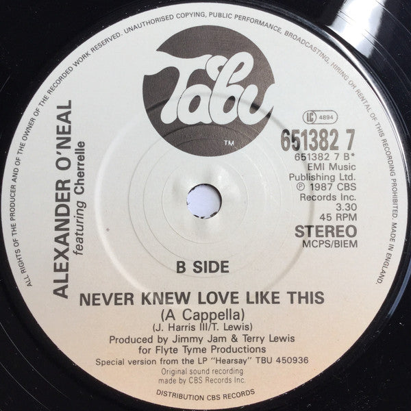 Alexander ONeal Featuring Cherrelle - Never Knew Love Like This (7) (Near Mint (NM Or M-)) - DaddyPop
