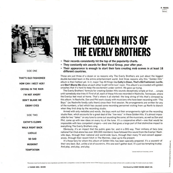 Everly Brothers : The Golden Hits Of (LP, Comp, RE, Bur)