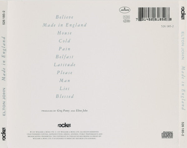 Elton John : Made In England (CD, Album)