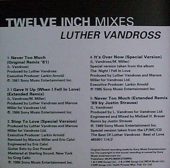 Luther Vandross : Twelve Inch Mixes (CD, Comp)