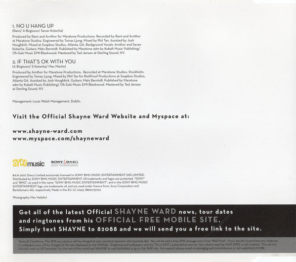 Shayne Ward : No U Hang Up / If That's OK With You (CD, Single)