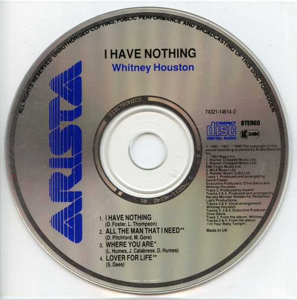 Whitney Houston : I Have Nothing (CD, Single)