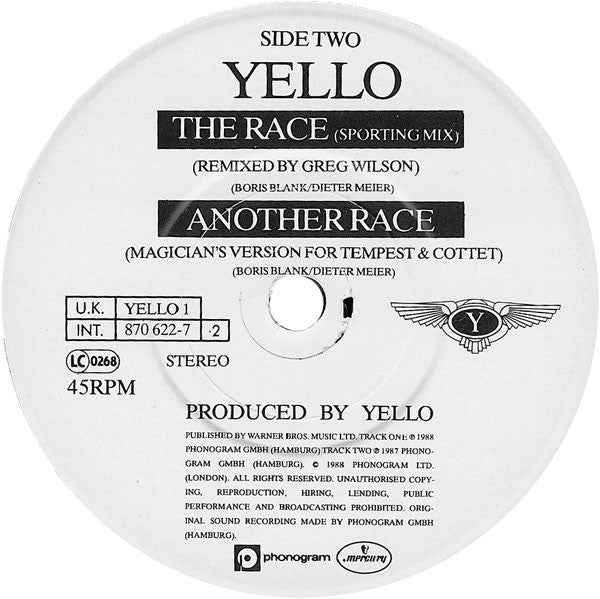 Yello : The Race (7", Single, Gol)