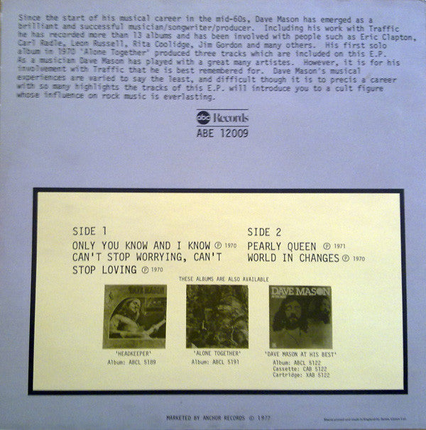 Dave Mason : Four Tracks From Dave Mason (12", EP, Comp)