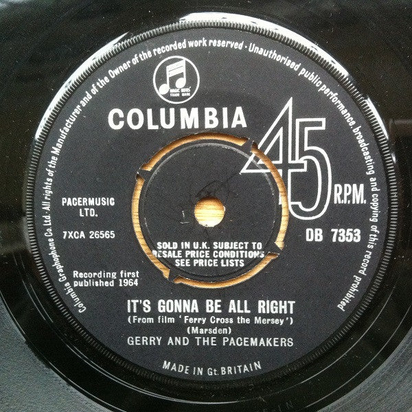 Gerry & The Pacemakers : It's Gonna Be All Right (7", Single)