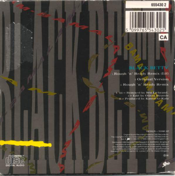 Ram Jam : Black Betty (Rough 'n' Ready Remix) (CD, Single, Car)