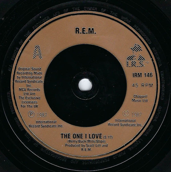 R.E.M. : The One I Love (7", Single, Gol)