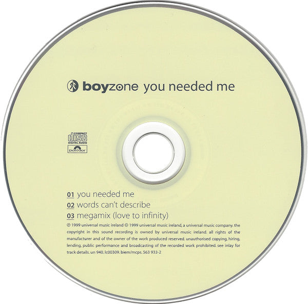 Boyzone : You Needed Me (CD, Single)