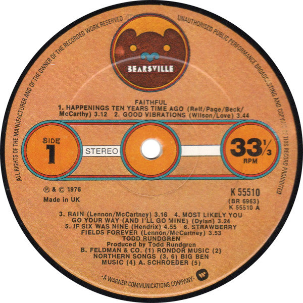 Todd Rundgren : Faithful (LP, Album)