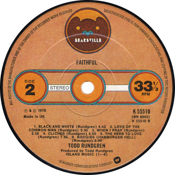 Todd Rundgren : Faithful (LP, Album)