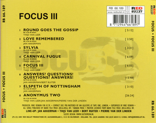 Focus (2) : Focus 3 (CD, Album, RE)