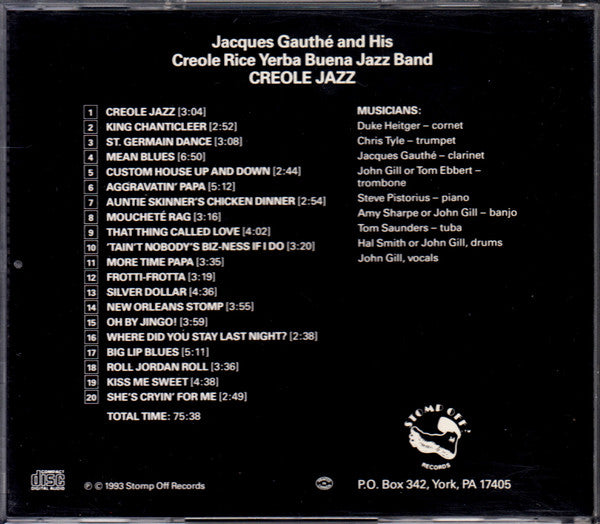 Jacques Gauthé And His Creole Rice Jazz Band : Creole Jazz (CD, Album)