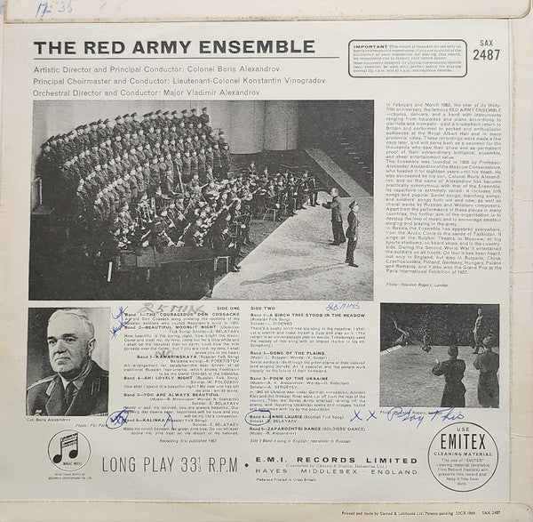 The Alexandrov Red Army Ensemble Artistic Director And Principle Conductor Boris Alexandrov : Red Army Ensemble (LP, Album, RE, Lab)