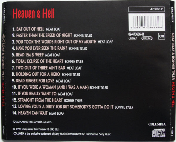 Meat Loaf & Bonnie Tyler : Heaven & Hell (CD, Album, Comp, RE)