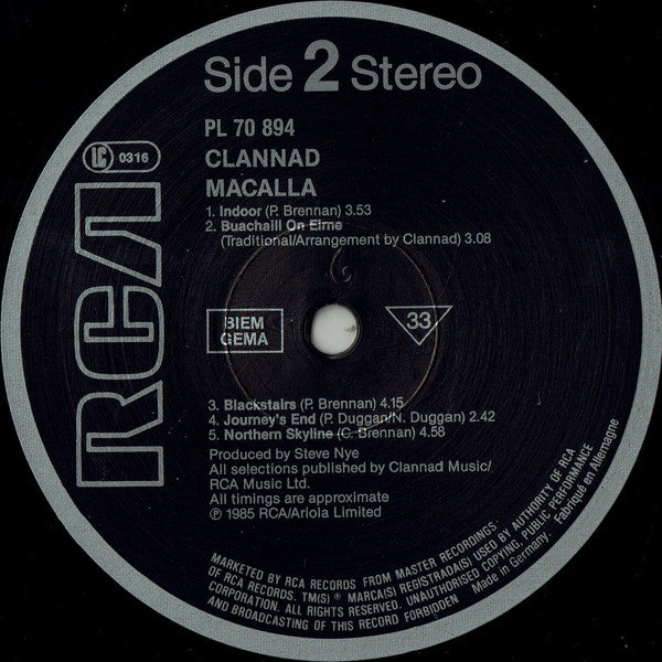 Clannad : Macalla (LP, Album)