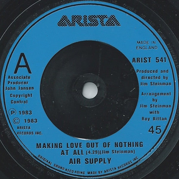 Air Supply - Making Love Out Of Nothing At All (7) (Very Good Plus (VG)) - DaddyPop