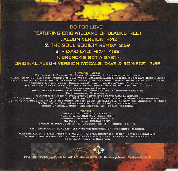 2Pac - Do For Love (CD) (Very Good Plus (VG)) - DaddyPop