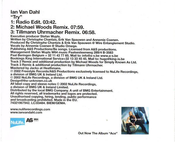 Ian Van Dahl : Try (CD, Single)