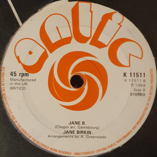 Serge Gainsbourg & Jane Birkin : Je T'aime...Moi Non Plus (7", Single, RE)