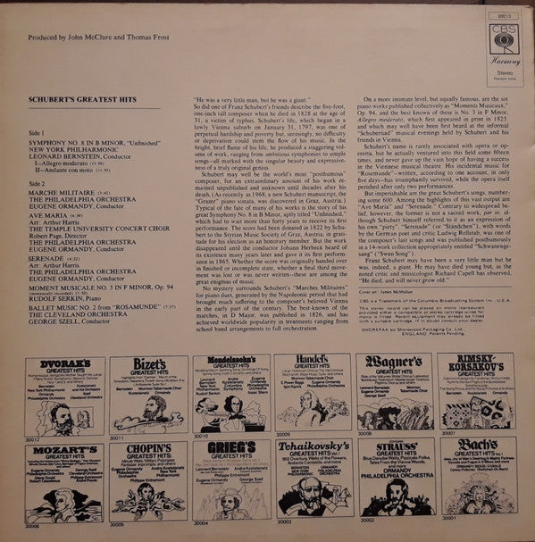 Franz Schubert : Schubert's Greatest Hits (LP, Comp)