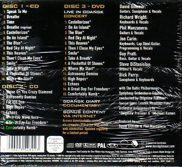 David Gilmour : Live In Gdańsk (2xCD, Album, RE + DVD-V, RE, Multichannel, PAL)