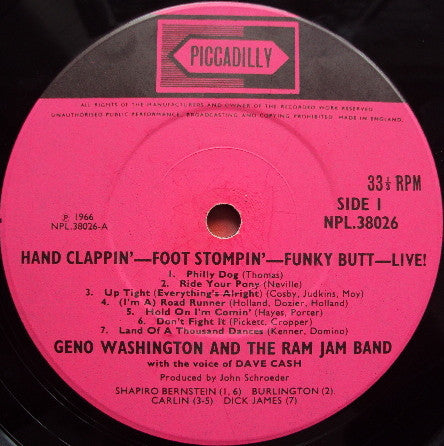 Geno Washington & The Ram Jam Band : Hand Clappin' Foot Stompin' Funky-Butt... Live! (LP, Mono)