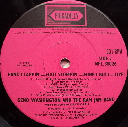 Geno Washington & The Ram Jam Band : Hand Clappin' Foot Stompin' Funky-Butt... Live! (LP, Mono)