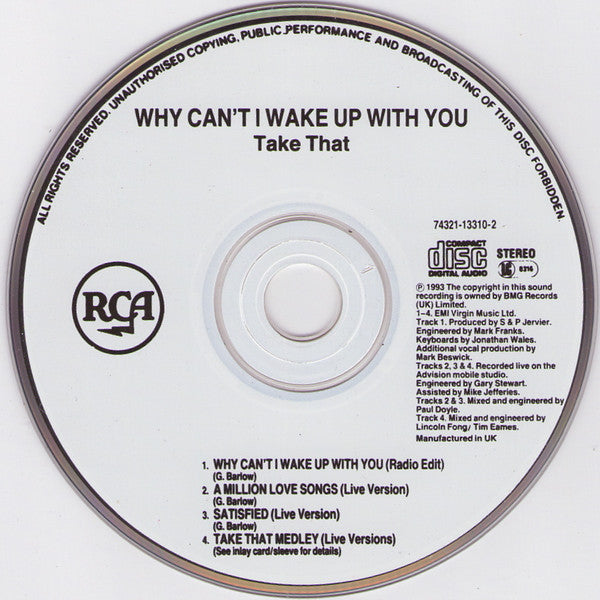 Take That : Why Can't I Wake Up With You? (CD, Single)