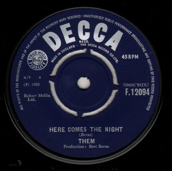 Them (3) : Here Comes The Night (7", Single)