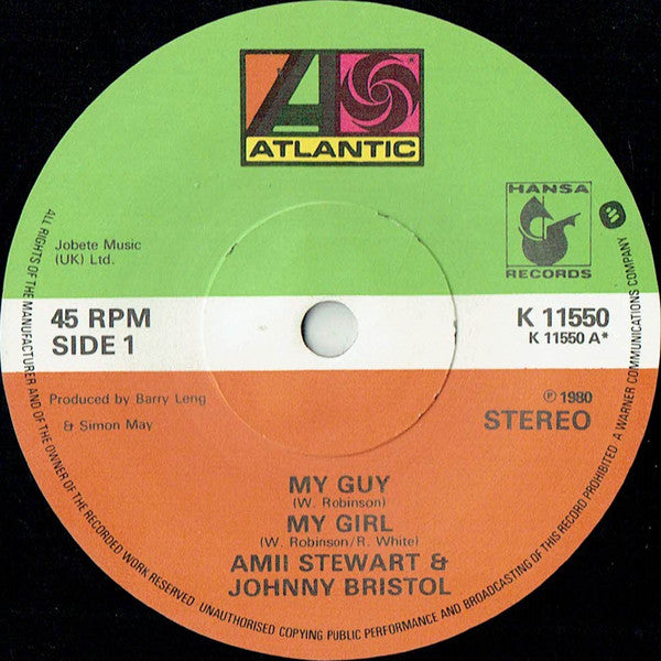 Amii Stewart & Johnny Bristol - My Guy, My Girl (7) (Very Good Plus (VG)) - DaddyPop