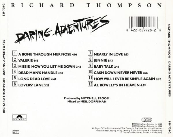 Richard Thompson : Daring Adventures (CD, Album)