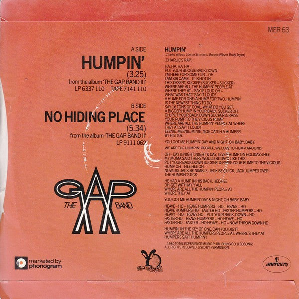 The Gap Band : Humpin' (7", Single)