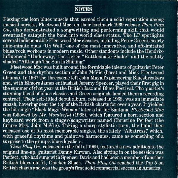 Fleetwood Mac : Then Play On (CD, Album, RE)