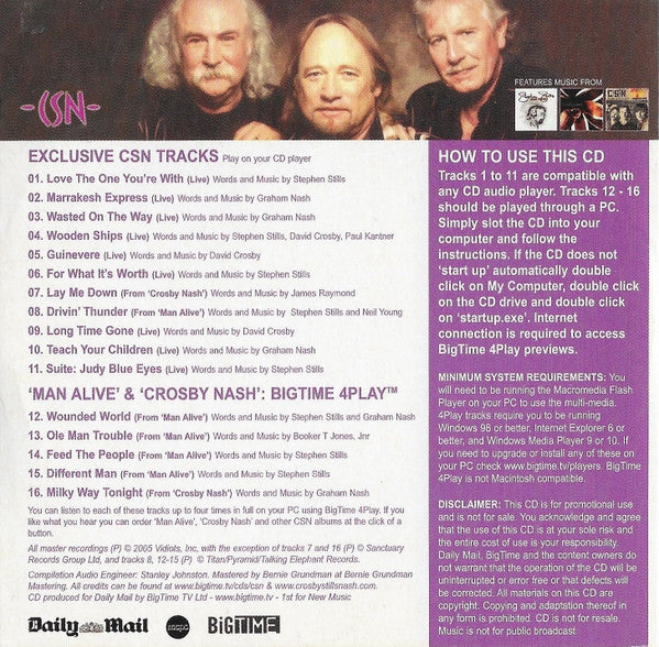 Crosby, Stills & Nash : Collector's Edition CD (CD, Comp, Enh, Promo)