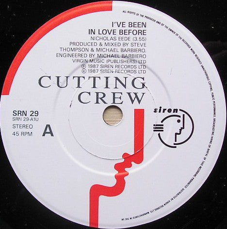 Cutting Crew : I've Been In Love Before (7", Single, RE, )