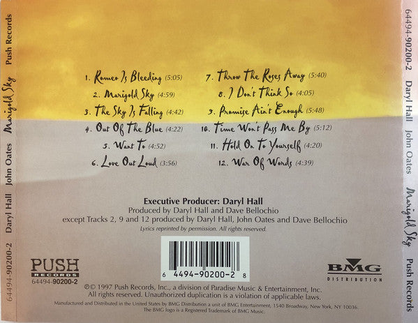 Daryl Hall & John Oates : Marigold Sky (CD, Album)