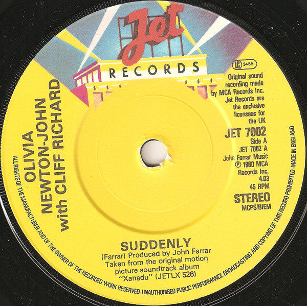 Olivia Newton-John With Cliff Richard : Suddenly (7", Single)