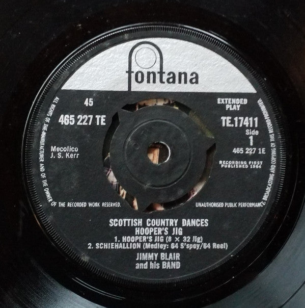 Jimmy Blair & His Scottish Dance Band : Scottish Country Dances - Hooper's Jig (7", EP)