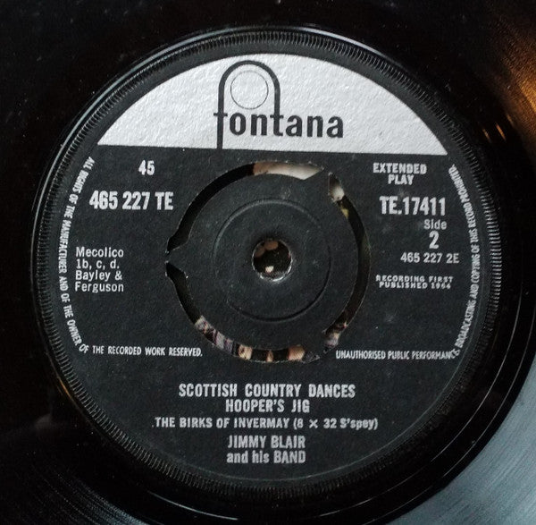 Jimmy Blair & His Scottish Dance Band : Scottish Country Dances - Hooper's Jig (7", EP)