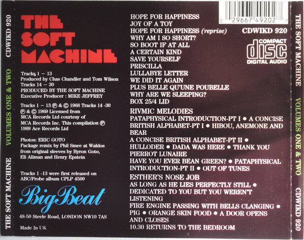 Soft Machine : Volumes One And Two (CD, Comp, RE)