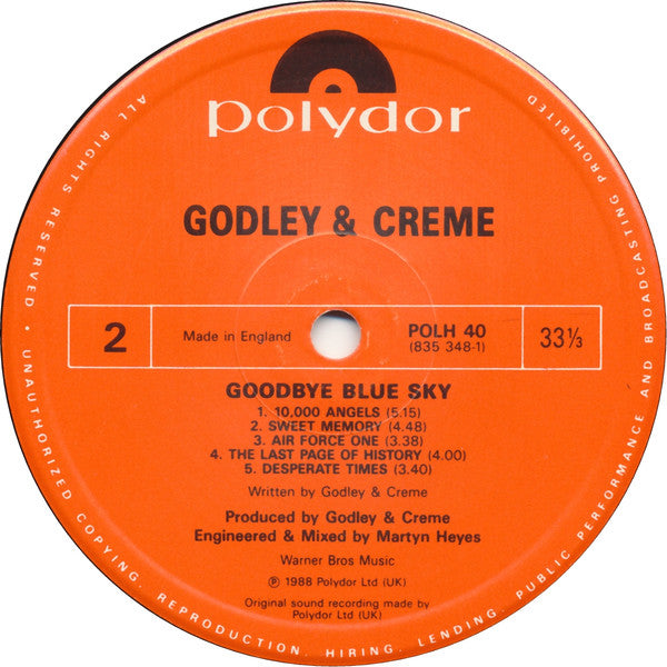 Godley & Creme : Goodbye Blue Sky (LP, Album)