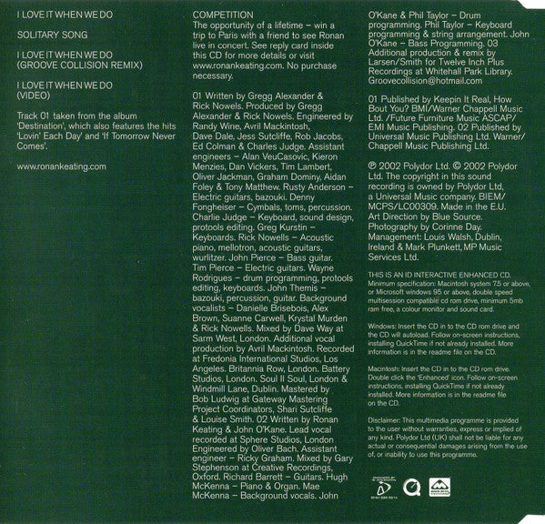 Ronan Keating : I Love It When We Do (CD, Single, Enh)