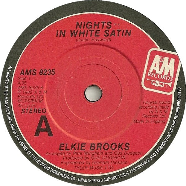 Elkie Brooks : Nights In White Satin (7")