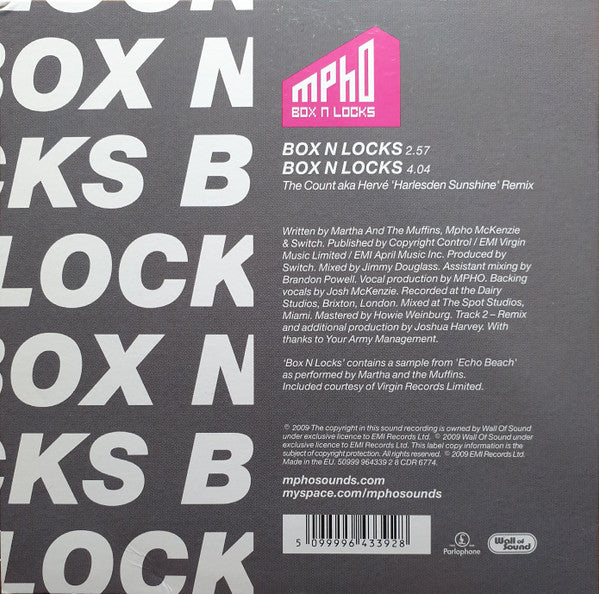 Mpho Skeef : Box 'N' Locks (CD, Single)