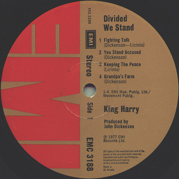 King Harry : Divided We Stand (LP, Album)