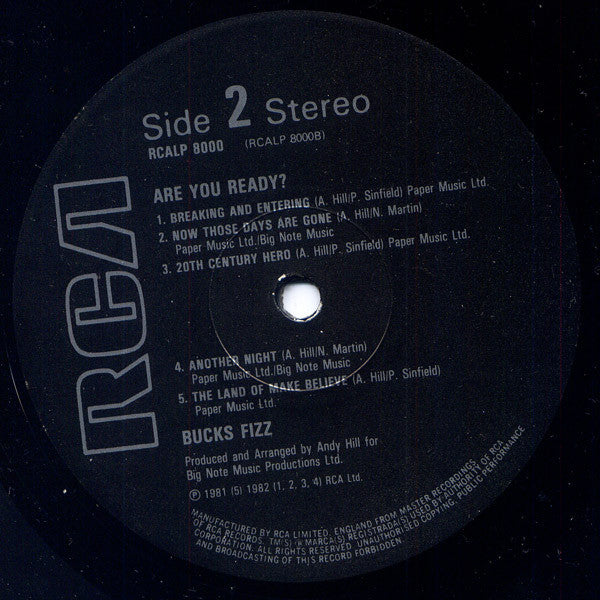 Bucks Fizz : Are You Ready? (LP, Album, Gat)