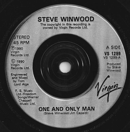 Steve Winwood : One And Only Man (7", Single)