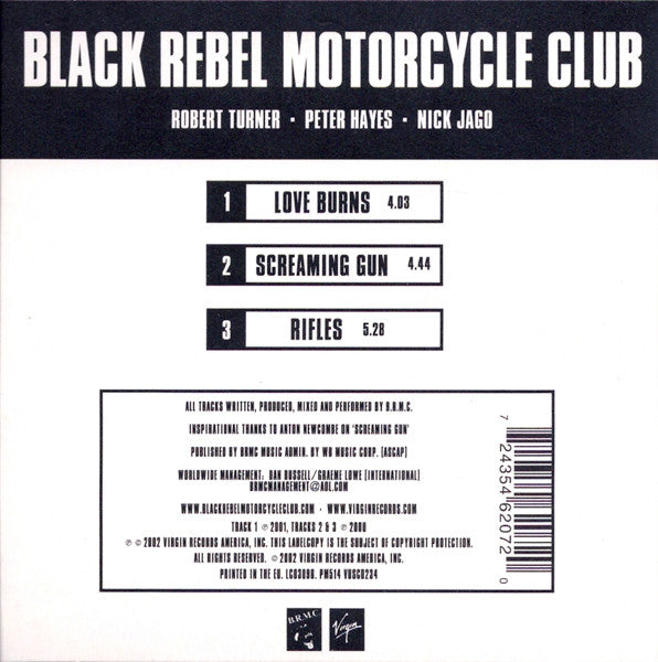 Black Rebel Motorcycle Club : Love Burns (CD, Single)